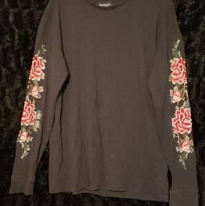 Mens Rose embroidery long sleeve